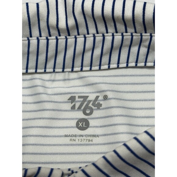 1764 Polo Golf Shirt Mens XL Striped Performance Stretch *READ *STAINS - Picture 5 of 10